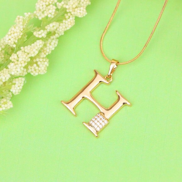 "Rose Gold H Initial Pendant with Sparkling Crystals for Women, XPPT1419 - Picture 4 of 13